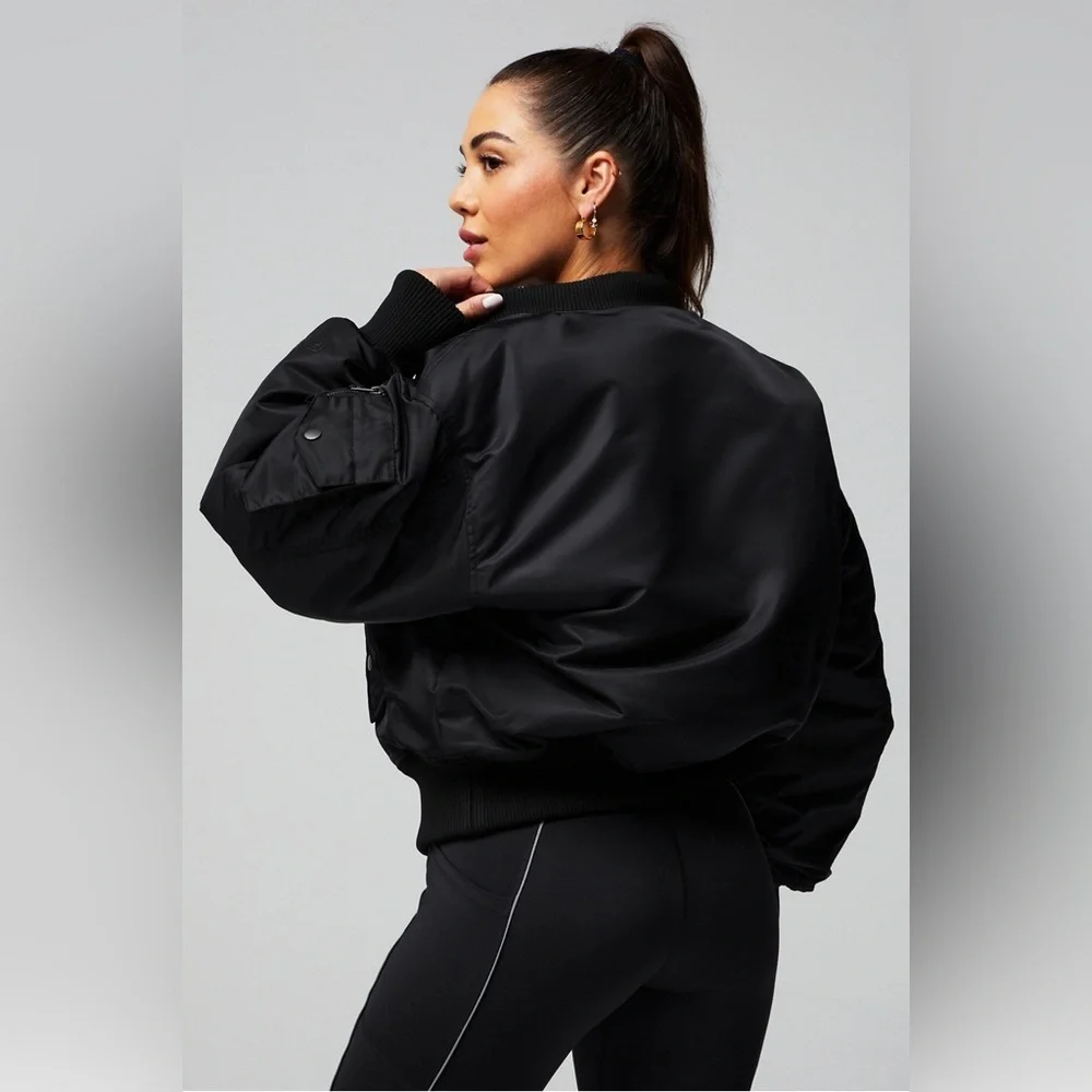 Fabletics Women's Iconic Oversized Bomber Jacket Black XL/XXL - Picture 3 of 13